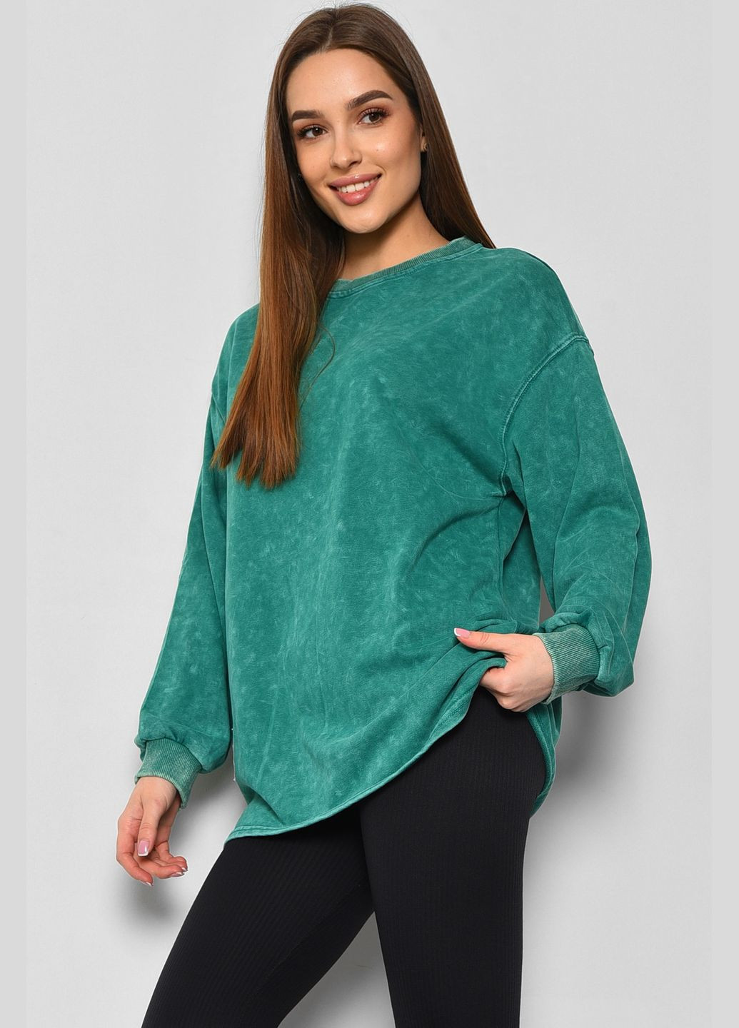 Світшот жіночий зеленого кольору Let's Shop (290839490)