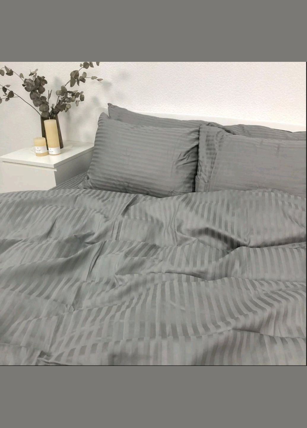 Сімейний комплект постільної білизни Страйп Сатін LUX Бордо RW (332627534)