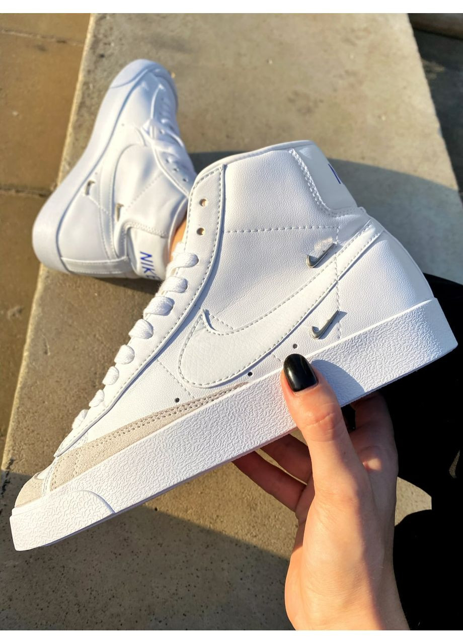 Білі Осінні кросівки чоловічі nike blazer mid double swoosh white найк блейзер No Brand