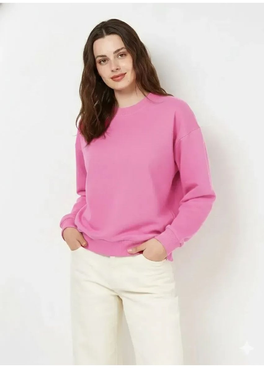Рожевий світшот жіночий оверсайз без утеплення рожевий uni HiBrand однотонний (371014174)