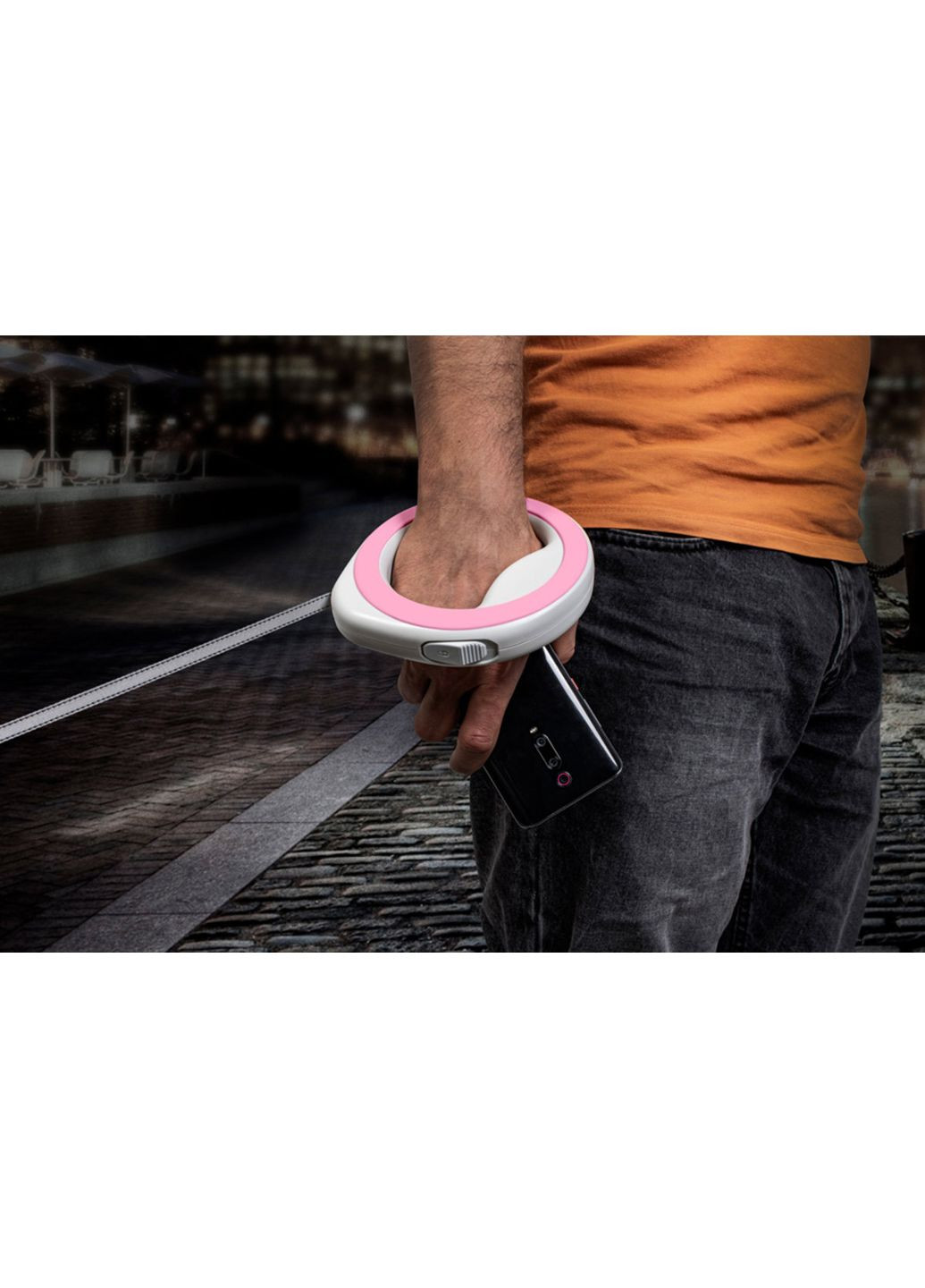 Повідець-рулетка для собак R-leash Кругла XS-M до 40 кг 29 м світловідбивна стрічка Рожевий WAUDOG (364751559)