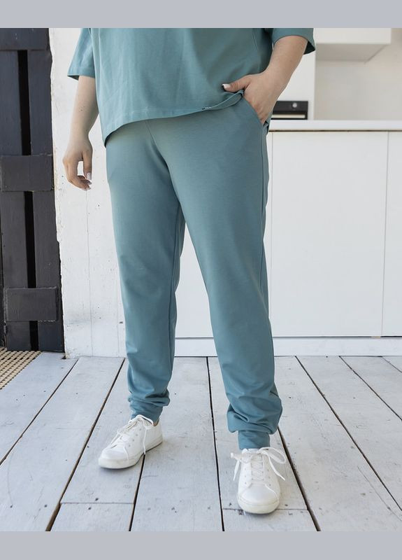 Штани спортивні жіночі двонитка великий розмір чорний No Brand (360544707)