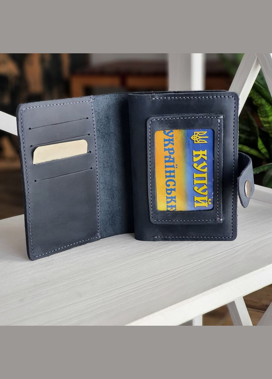 Шкіряна обкладинка для документів синя GS (315430252)