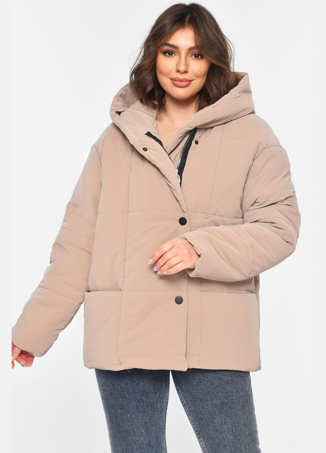 Рожева демісезонна куртка жіноча демісезонна світло-рожевого кольору Let's Shop