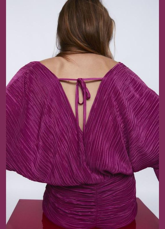 Малинова сукня плаття літнє на запах жате зібране Zara