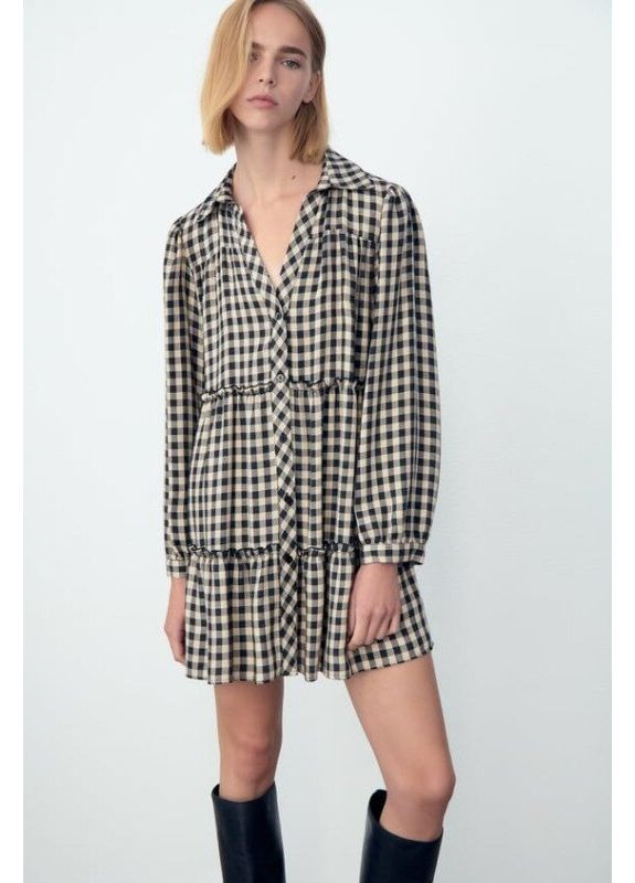 Черно-белое платье 3564/053 Zara