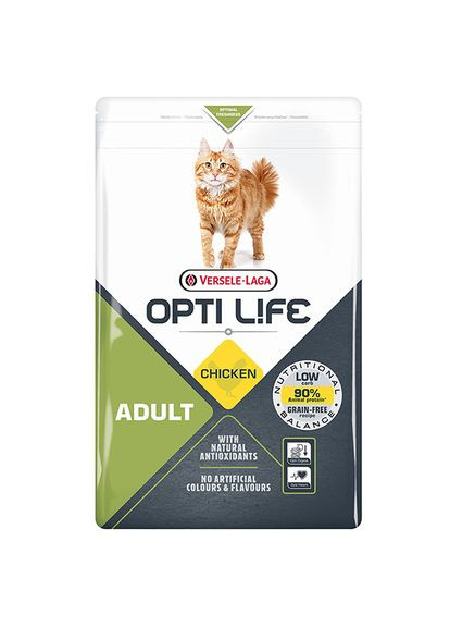Сухий беззерновий суперпреміум корм для котів Opti Life Adult курка 2.5 кг (5410340413111) Versele-Laga (316560704)