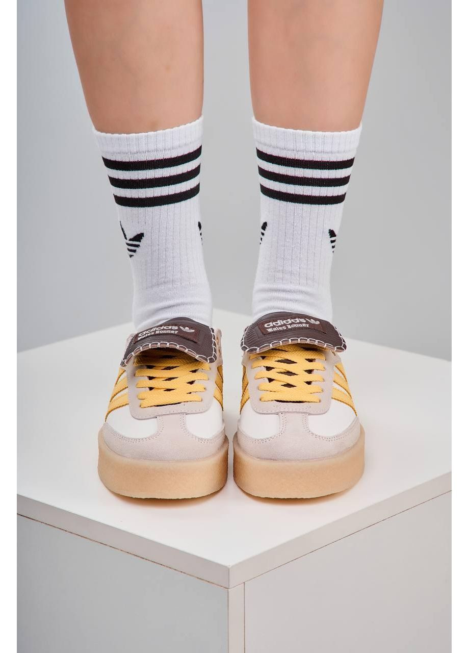 Бежевые демисезонные кроссовки мужские adidas samba platform wales bonner beige адидас самба No Brand