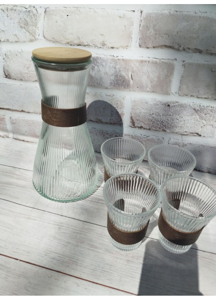 Набор питьевой стекло кувшин 1,5 л стаканы 300 мл 5 предметов Прозрачный Yiwu (351365126)