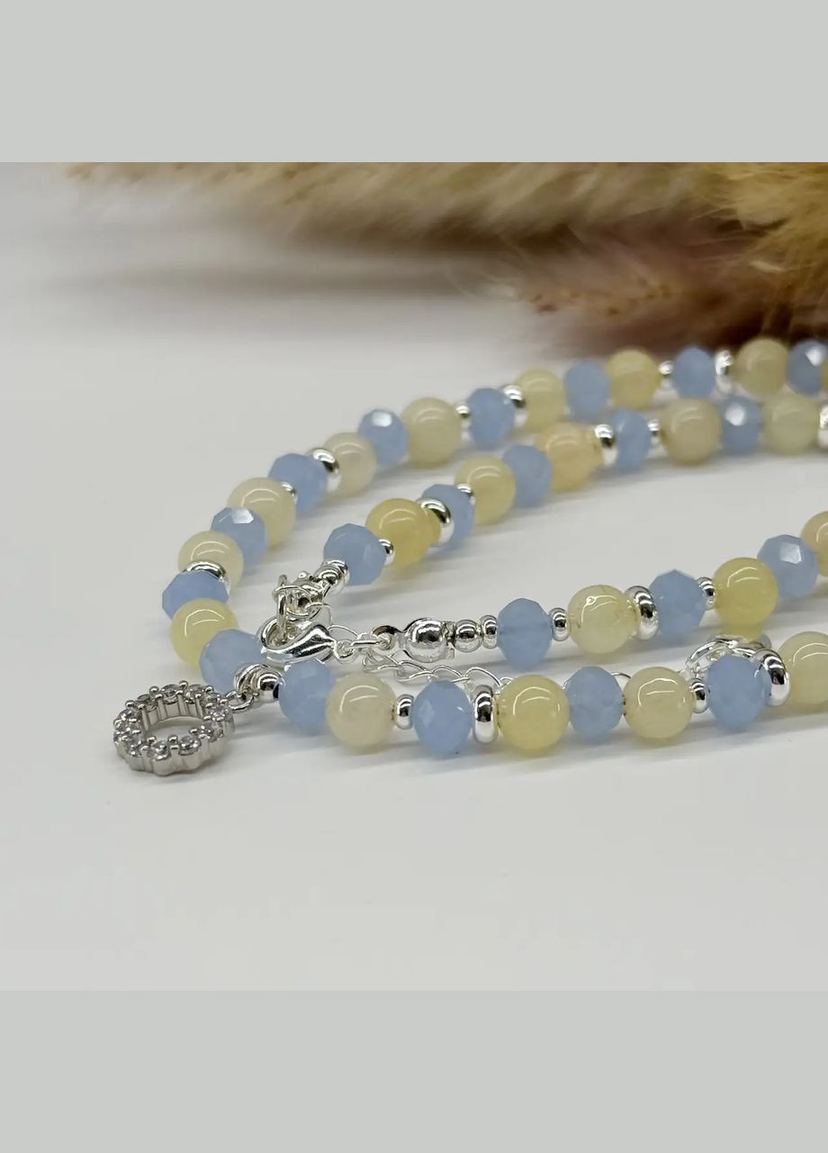 Чокер натуральный Цитрин, Чешский Хрусталь +подвеска, фур-ра гип-ный сплав цвет серебро d-6мм+- L-39-44см No Brand цитрин латунь, натуральный камень, медицинский сплав, стекло серебро (335054177)