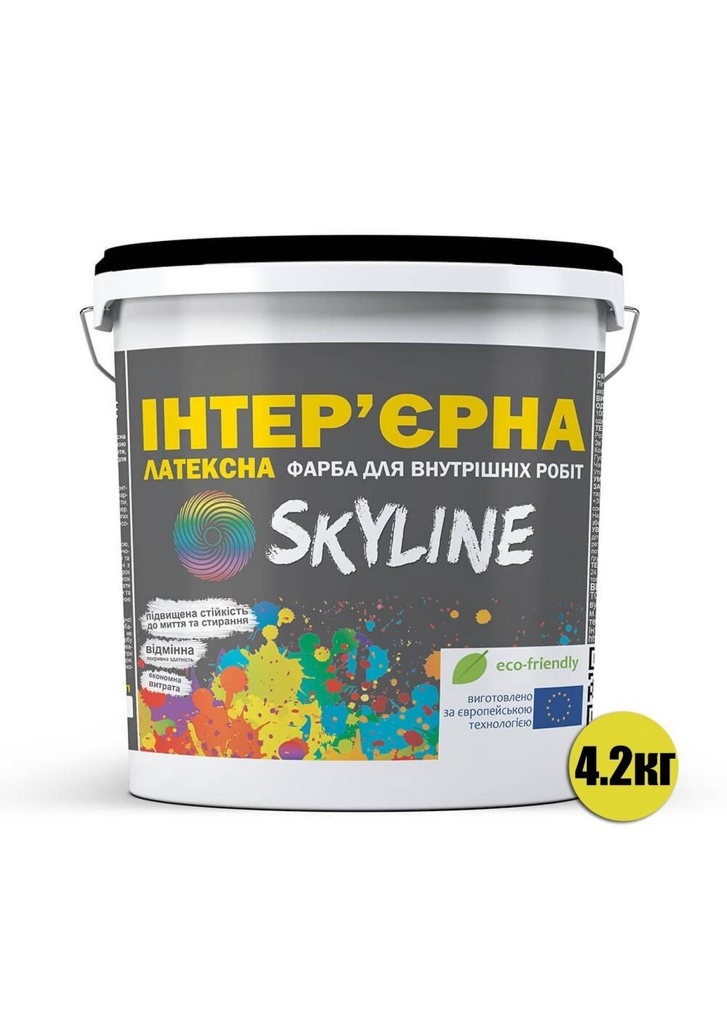 Краска интерьерная латексная для стен, потолков, дверей 4,2 кг SkyLine (289369583)