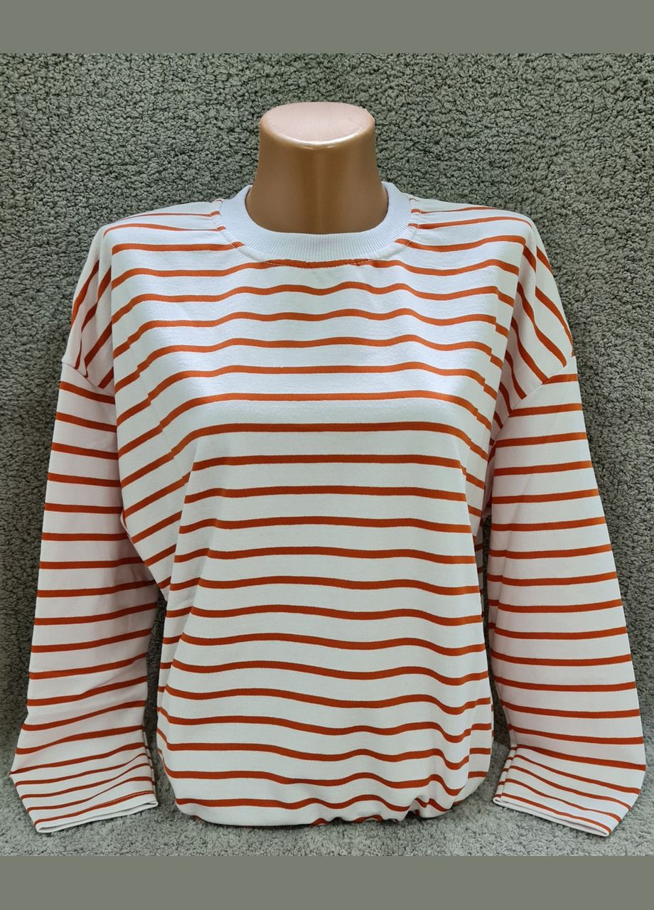 Білий демісезонний батник жіночий у смужку великих розмірів, батал, трикотаж білий розмір MMC