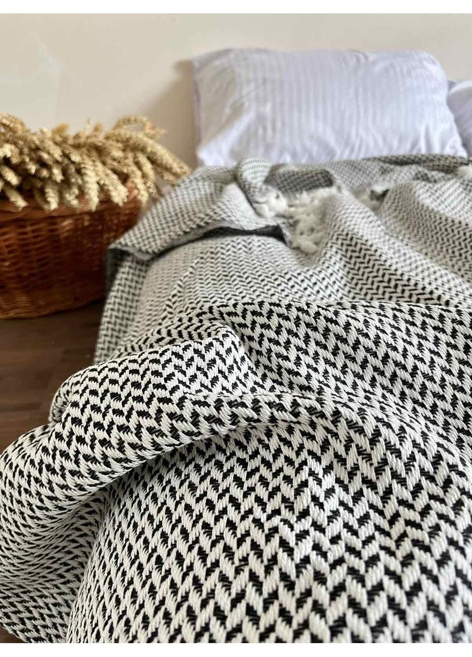 Покривало Finland бавовняне 220х240 см чорнобілого кольору ZEINTEX (315346956)