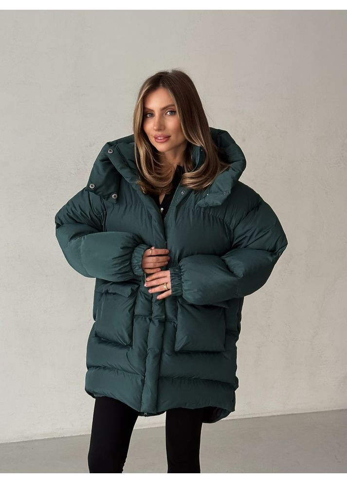 Изумрудная куртка пуфер beze long цвет изумруд milirud