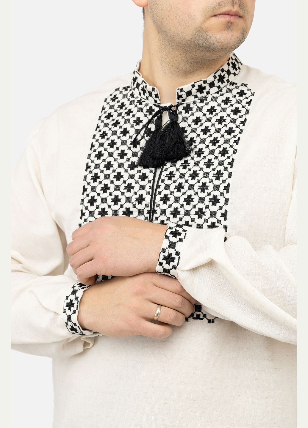 Бежева чоловіча вишиванка колір бежевий cb-00243041 MEREZHKA льон (319115341)