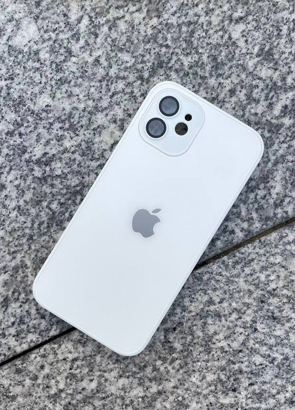 Чохол скляний для iPhone 12 білий White No Brand (282676468)