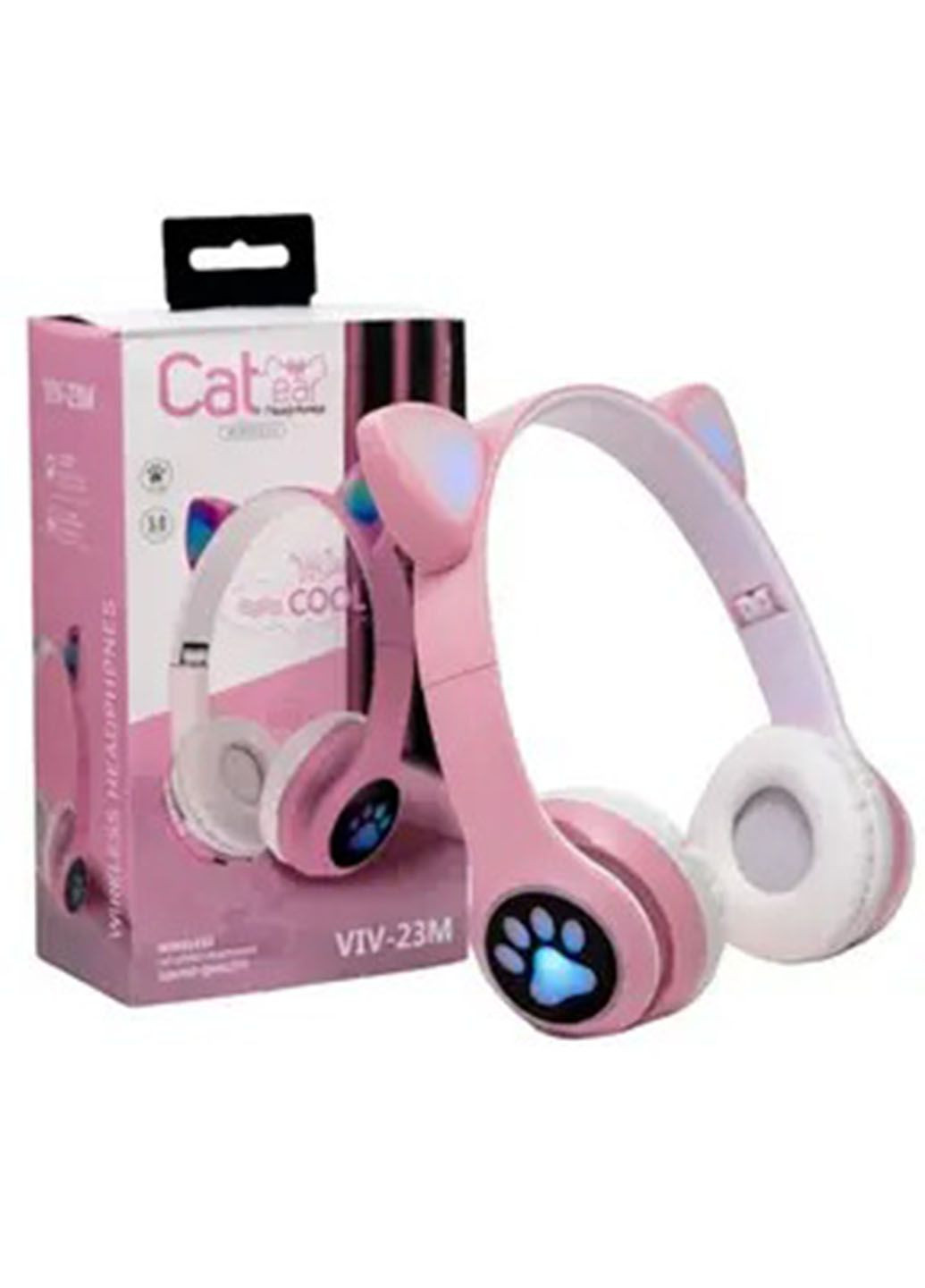 Навушники бездротові Media з котячими вушками Bluetooth гарнітура з LED підсвіткою Cat vzv-23m (292304567)