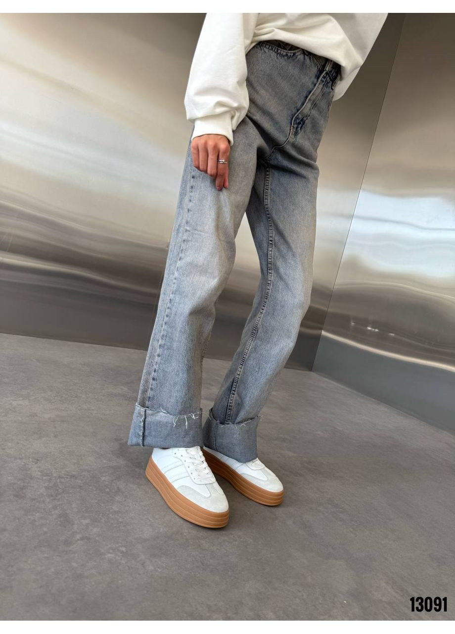 Білі кеди жіночі шкіряні з замшею, комбіновані No Brand