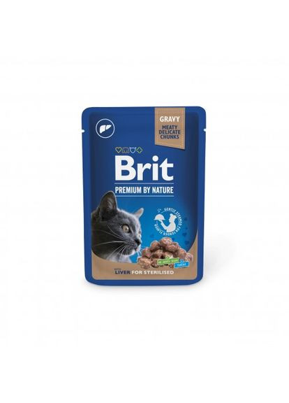 Вологий корм Cat pouch для стерилізованих котів, печінка, 100 г Brit Premium (364787144)