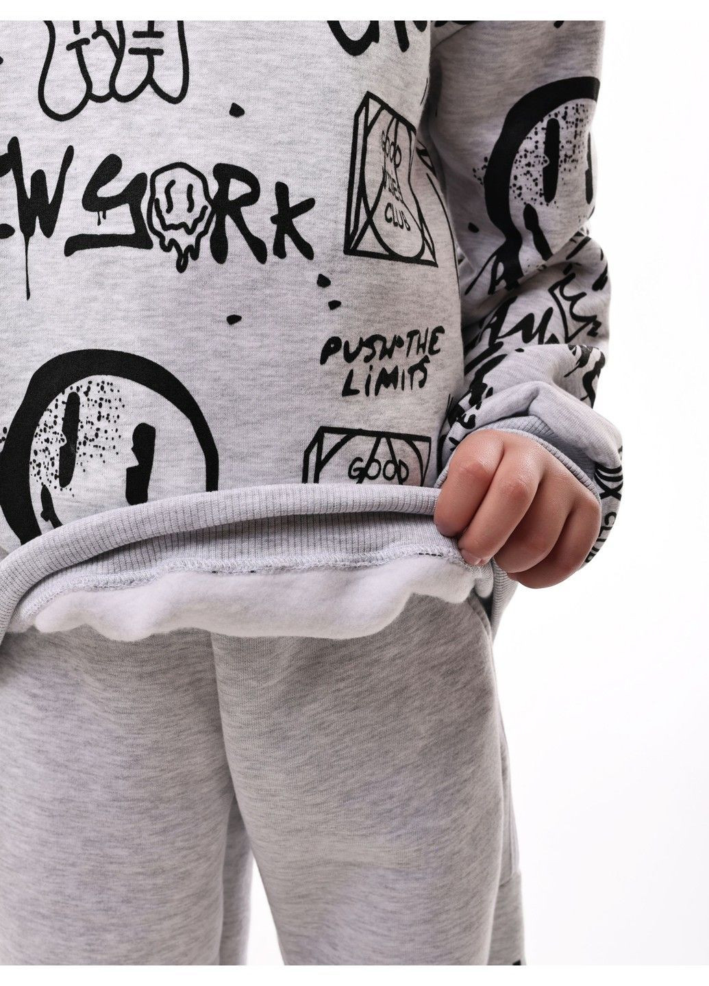 No Brand свитшот для мальчика подростка светло-серый трикотаж