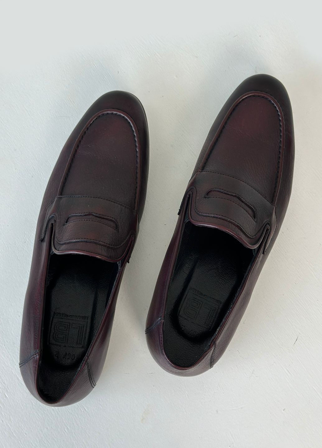 Темно-бордовые кэжуал мужские лоферы кожаные Luciano Bellini