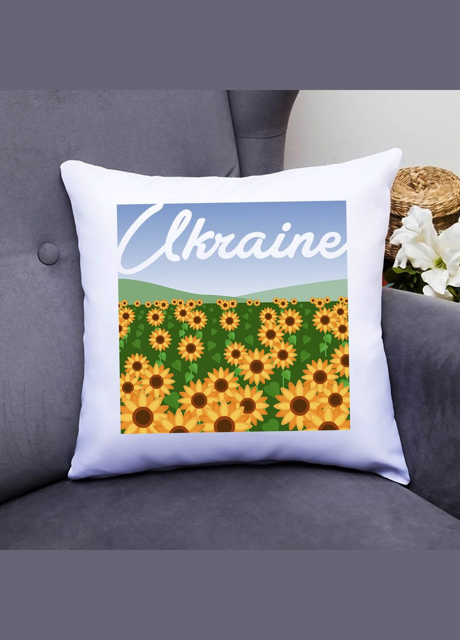 Подушка декоративна з принтом "Ukraine поле з соняшниками" Push IT Кавун (316095757)
