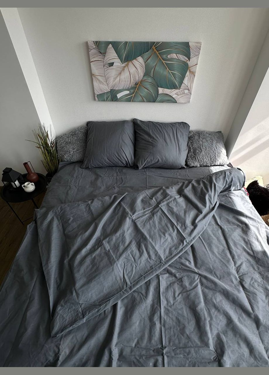 Двуспальный комплект Постельного белья 100% Хлопок Dark Grey 180х220 BL2-5 Vital-Textile (295902955)
