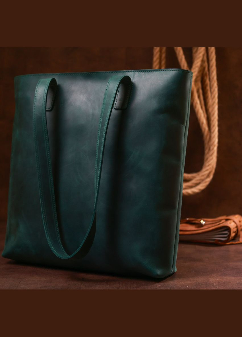 Кожаная винтажная женская сумка шоппер зеленый 16351 Shvigel (329195213)