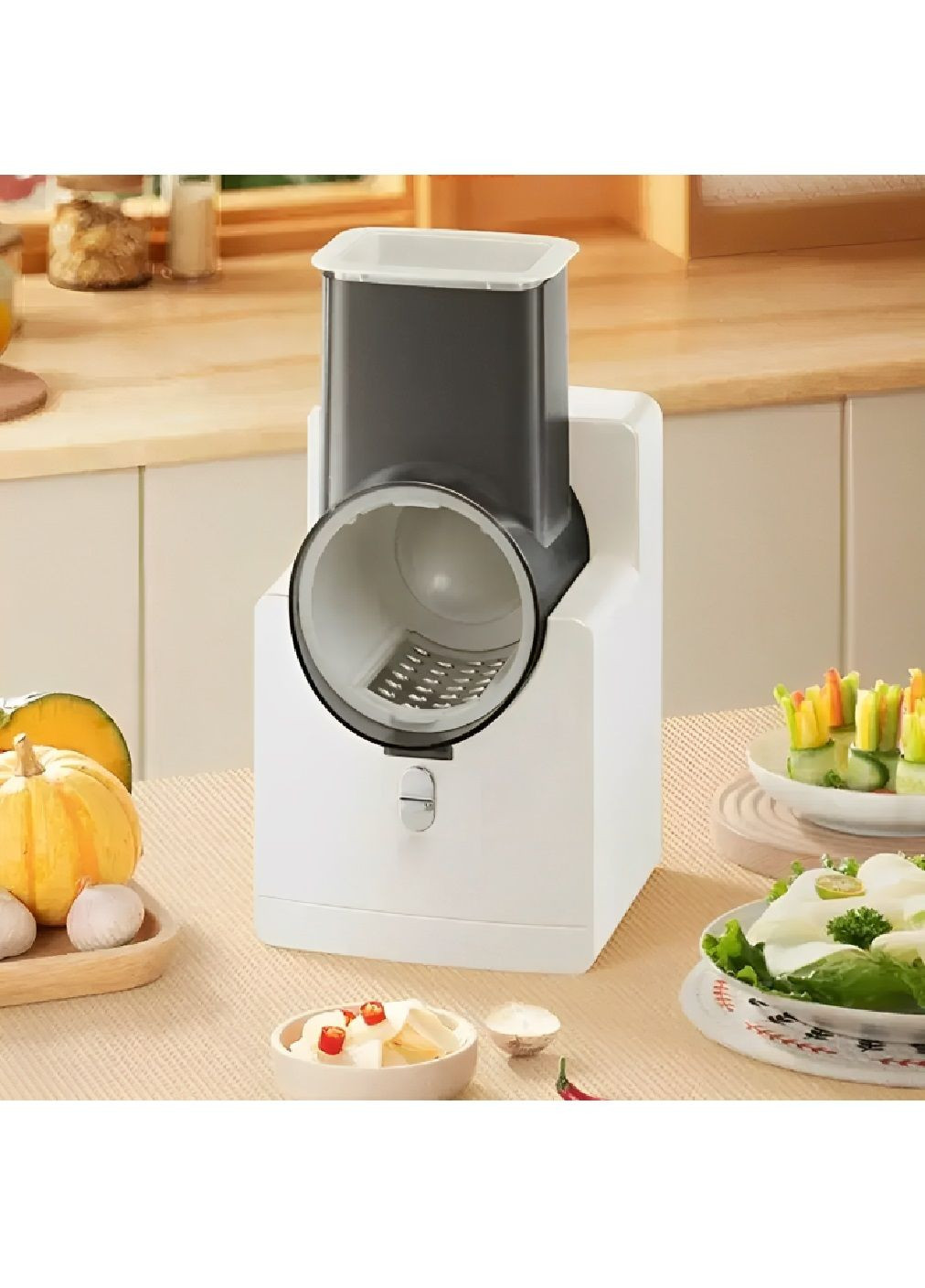 Электрическая кухонная овощерезка слайсер с насадками 3 штуки для овощей фруктов сыра 29х14.8х13.5 см (480863-Prob) Unbranded (346389829)