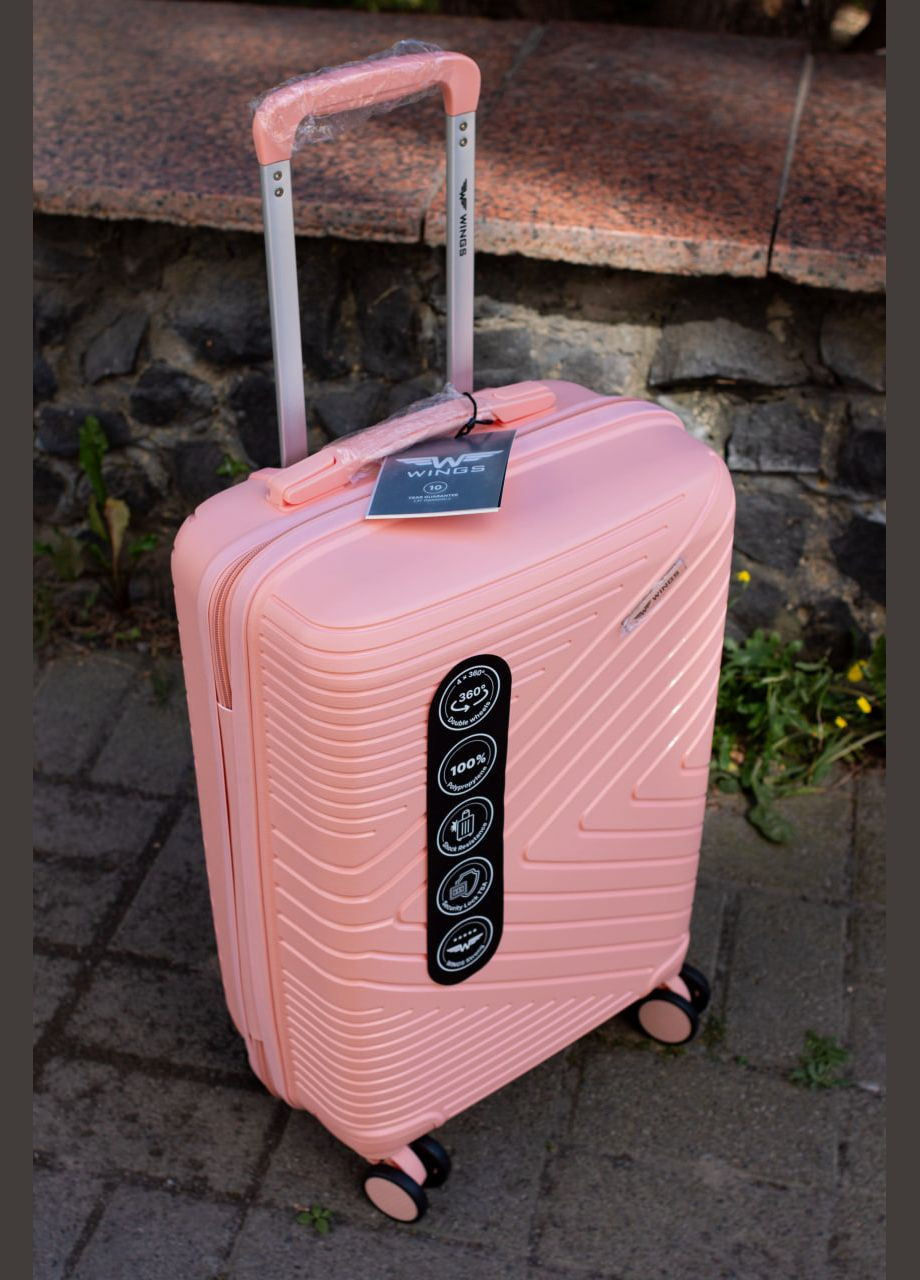 Валіза пластикова поліпропілен 100% 181-05 середня M сірий Wings 18105 (323016933)