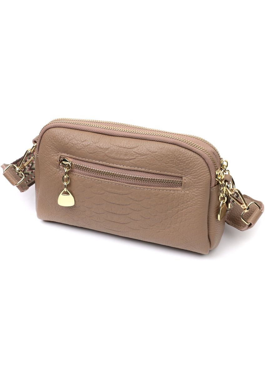 Сумка женская через плечо на два отделения кожаная 22356 Бежевая Vintage (302009089)