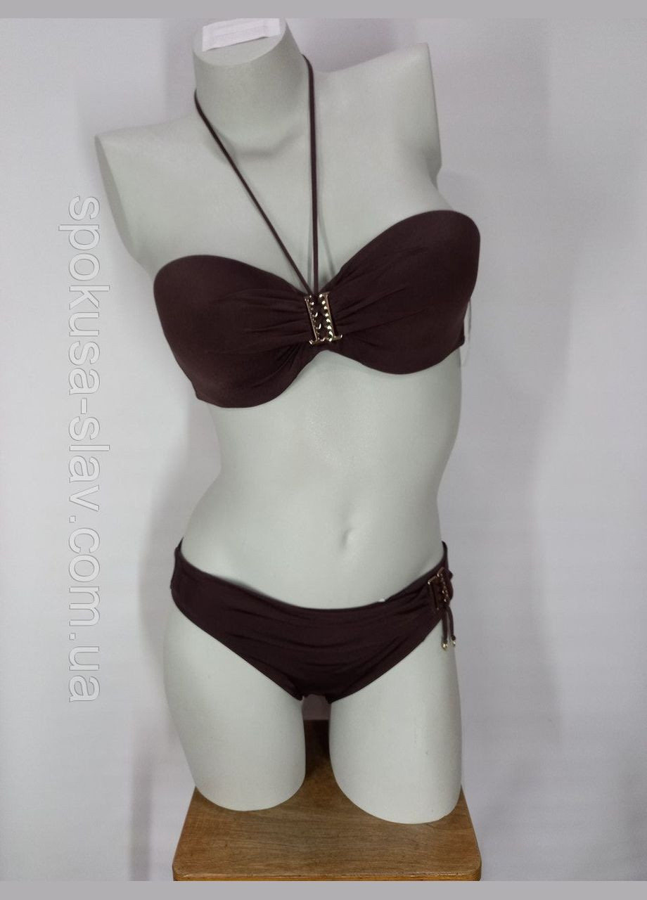 Коричневый летний женский раздельный купальник бандо размер 80в 6736 kp бандо Chantelle