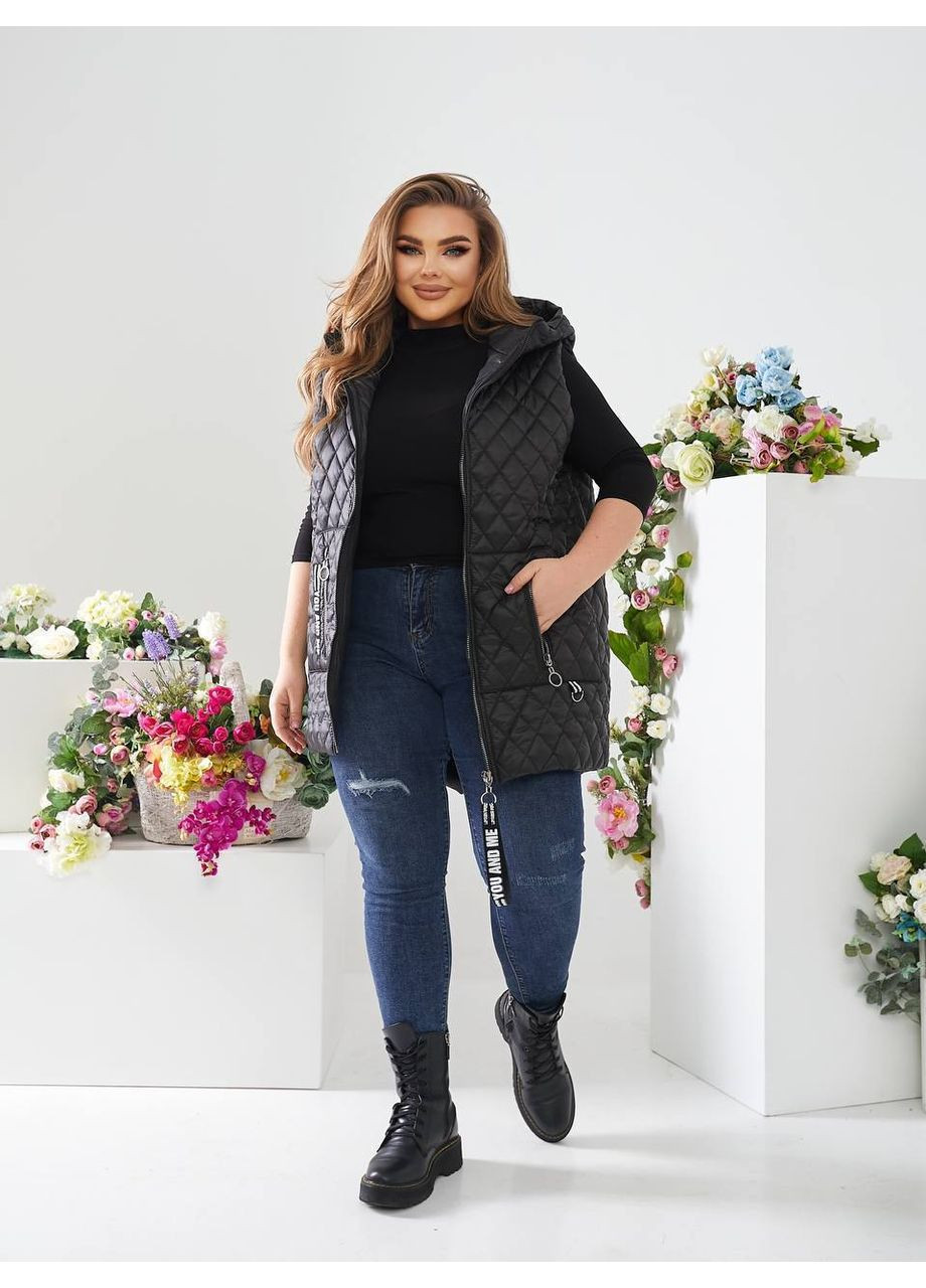 Жилетка женская стеганная с капюшоном (Замеры в описании) GD/GL Модний простір (366883317)