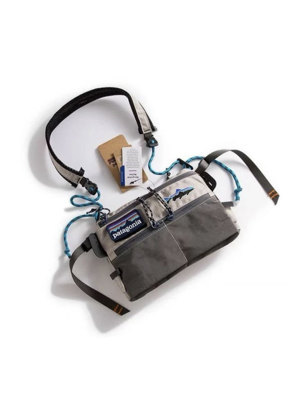 Мужская cумка через плечо Patagonia ( Патагония широкая ) с шевроном Черный No Brand (305849030)