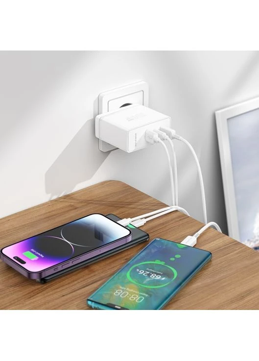 Мережевий зарядний пристрій PD100W three-port(2C1A) charger White (6941991103773) Borofone BN11 Imperial (372682151)