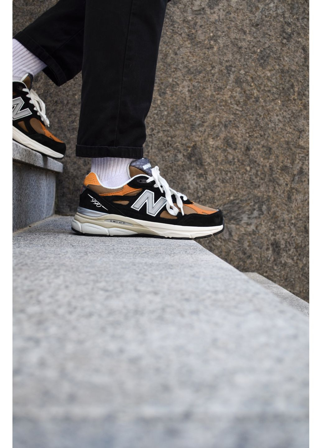 КРОССОВКИ ЖЕНСКИЕ NEW BALANCE 990 V3 BLACK BROWN НЬЮ БЕЛАНС 990 V3 No Brand чёрные демисезоны (367169780)