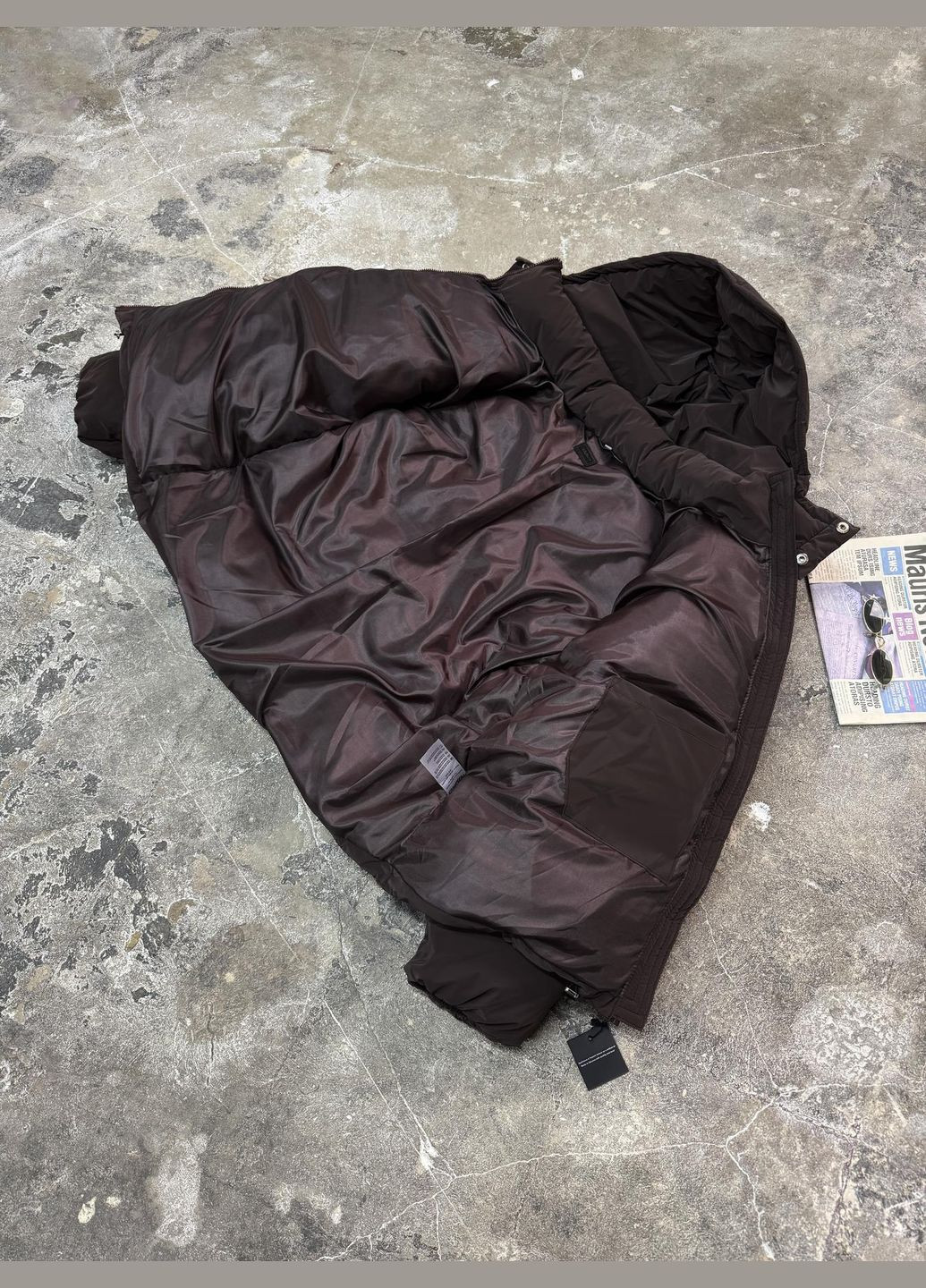 Світло-коричнева зимня куртка пуховик оверсайз No Brand