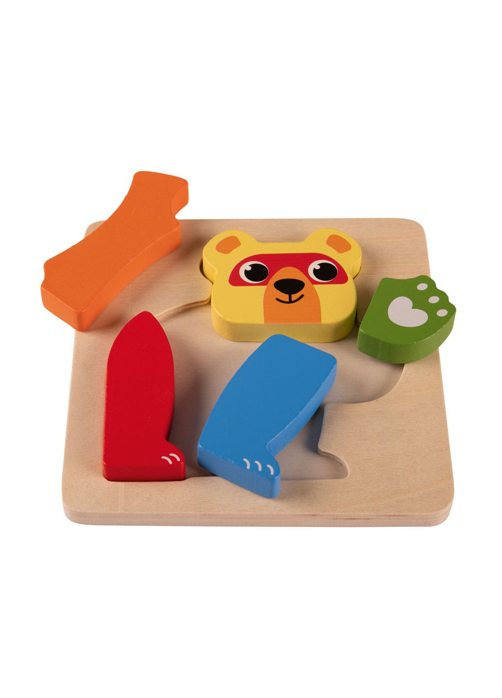 Дитячий дерев'яний пазл Ведмідь 5 деталей 14х14х1,7 см комбінований Playtive (352777968)