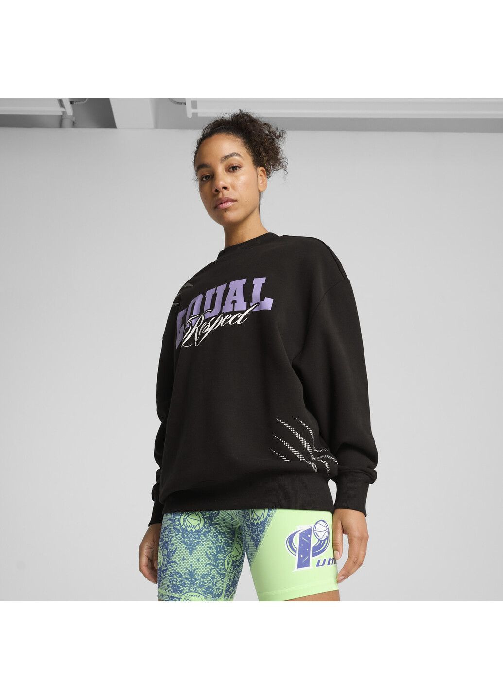 Чорний світшот lace em up equal respect crew women Puma однотонний (329692960)
