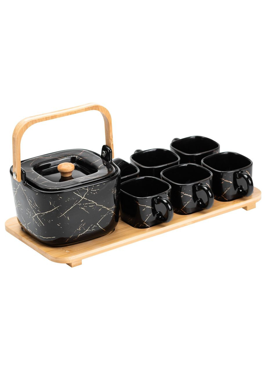 Чайный набор с подставкой, на 6 персон, черный, современный. Jooki (358706697)