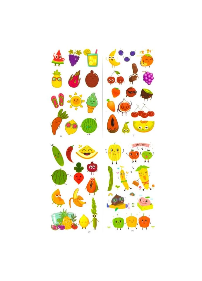 Набір дитячих тимчасових тату «Овочі та фрукти» tattoo-kids-mini-set-fruits Fresh Tattoo (369786533)