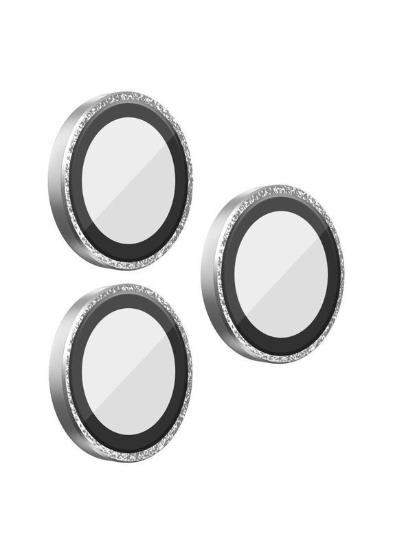 Защитное стекло Metal на камеру для Apple iPhone 16 Pro / 16 Pro Max / 15 Pro / 15 Pro Max Серебряный Бриллиант/Silver Diamond Blueo (369645235)