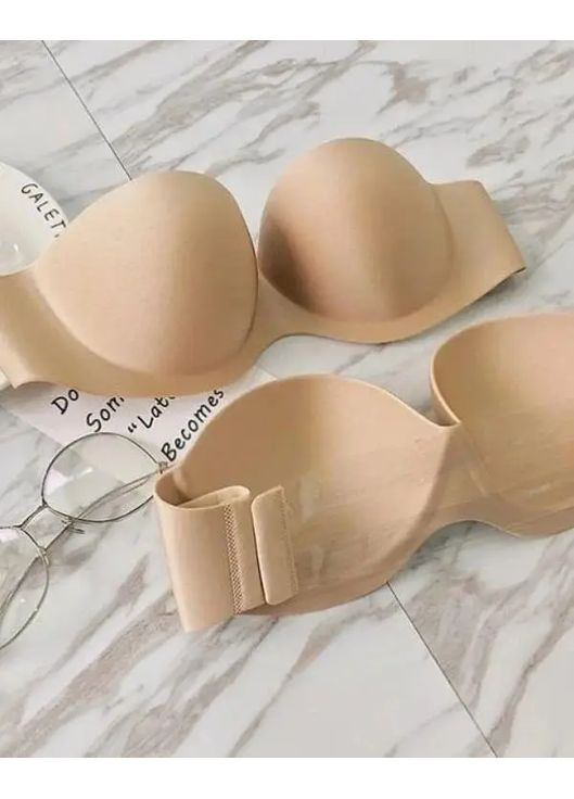 Бежевый силиконовый бюстгальтер афина без бретелей, бесшовный гладкий бюстгальтер пушап, бюстгальтер анжелика No Brand
