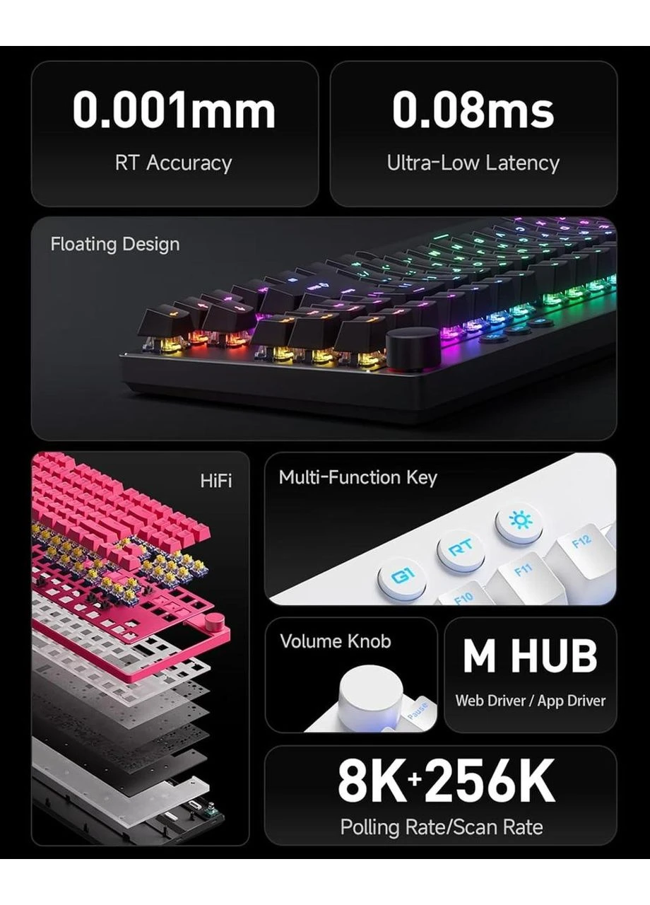 Магнітна ігрова клавіатура Mix 87 TKL Black ENG + UA, RGB Підсвічування, 8000Hz/s., Hall Effect Switch 0.001mm., Rapid Mchose (390185882)