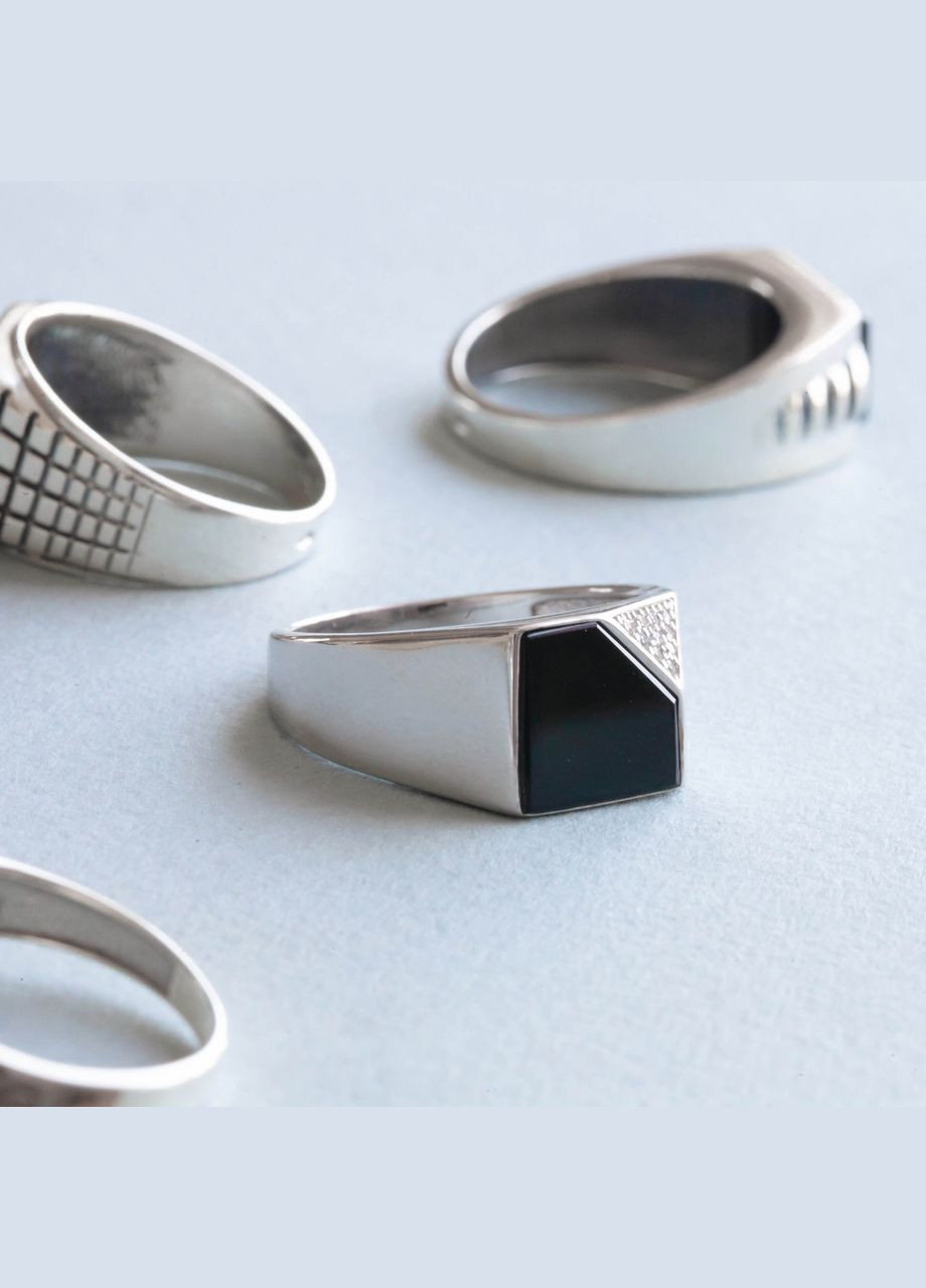 Мужское кольцо с голубым кварцем и фианитами. Каштан (342335173)