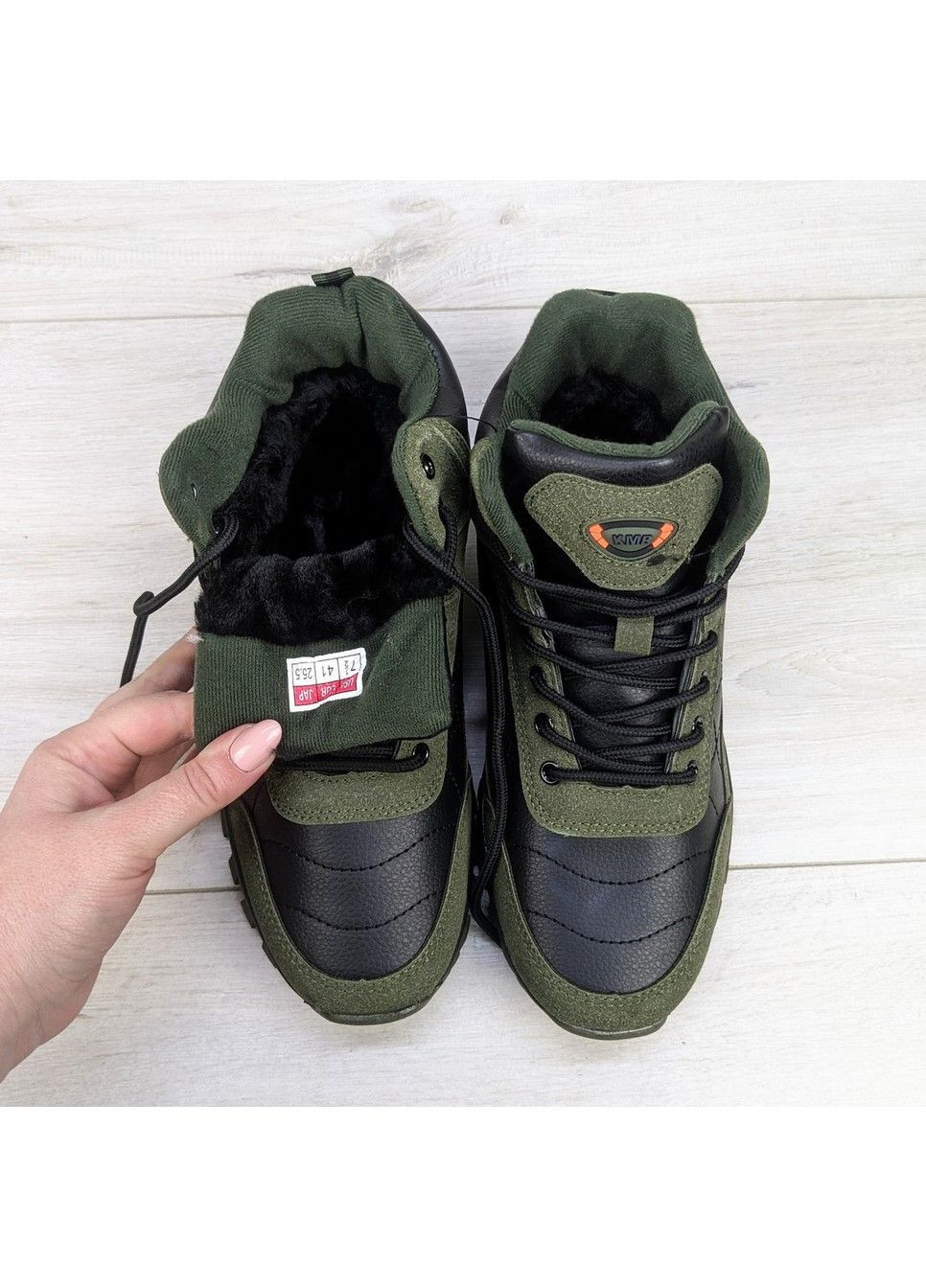 Хаки зимние ботинки мужские зимние спортивного плана KMB