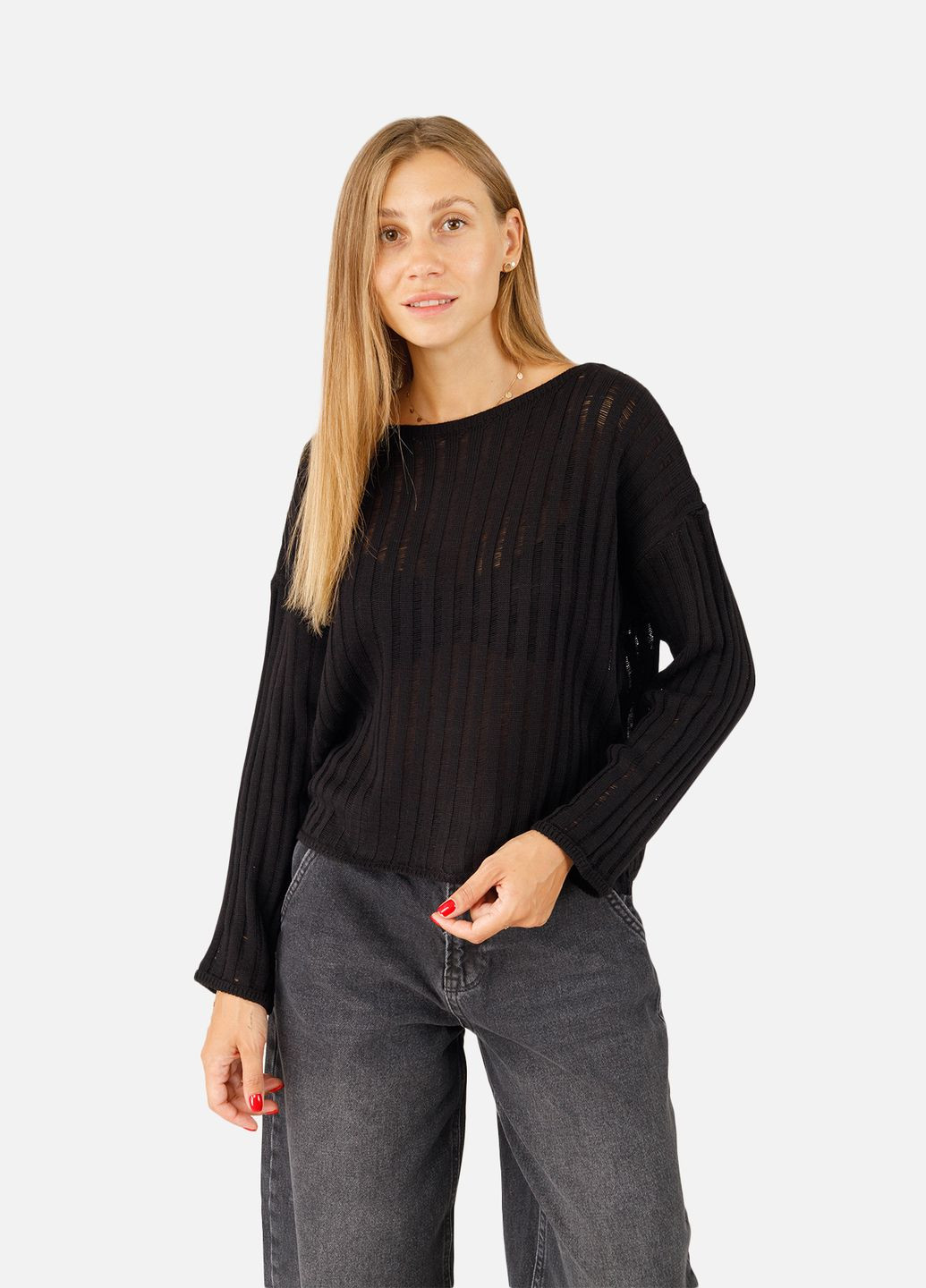 Жіночий джемпер колір чорний ЦБ-00257246 Karon (301196345)