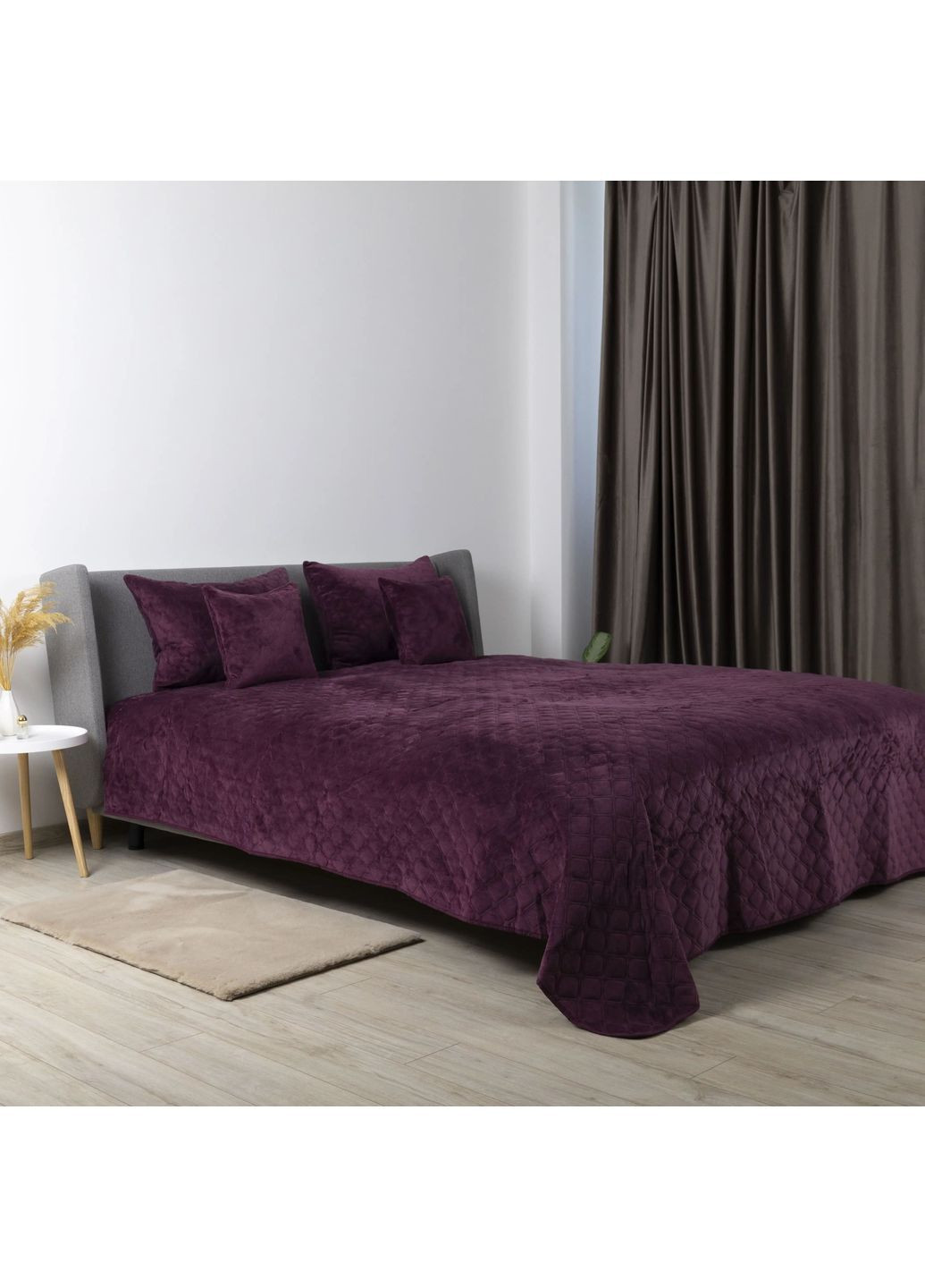 Евро покрывало 240*260 см велюровое гипоаллергенное Бордовое (24600240260) ТЕП (364100118)