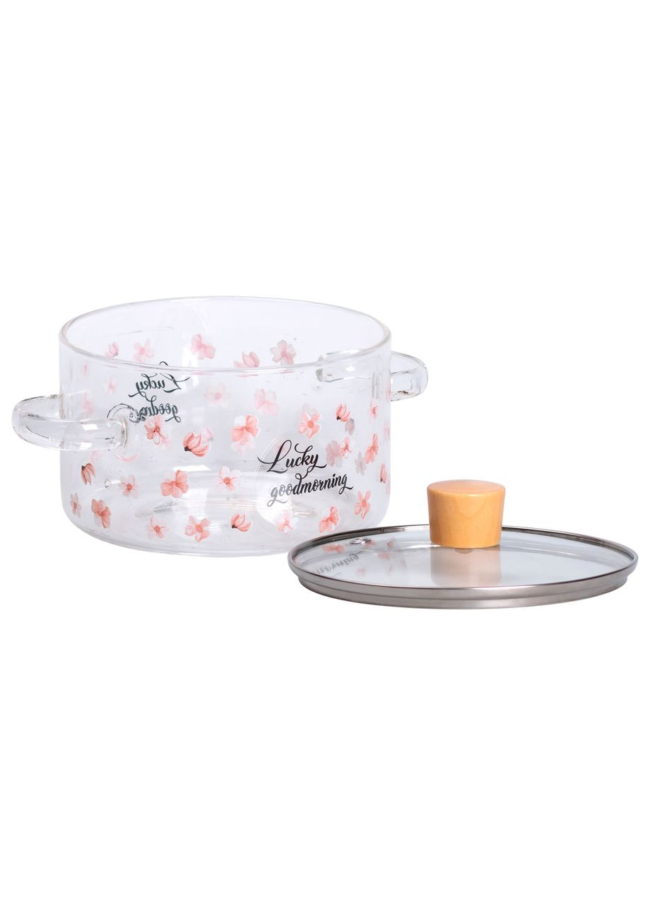 Скляна каструля прозора 1.7 літр з кришкою жароміцна Yiwu (356460156)