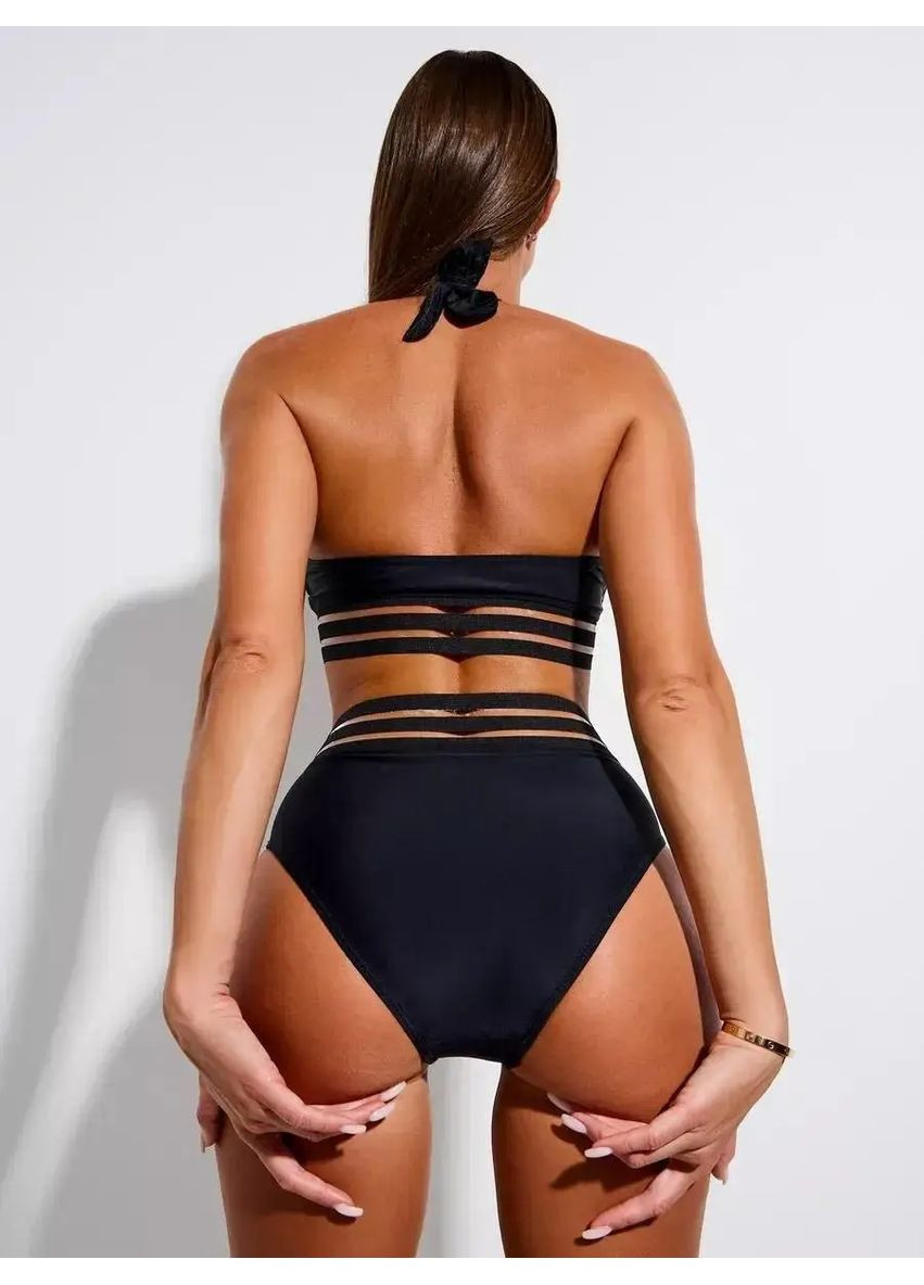 Черный летний купальник женский trend, красивый роздельный купальник з високою посадкою трусиков, купальник без бретелек раздельный No Brand Купальник жіночий Trend чорний